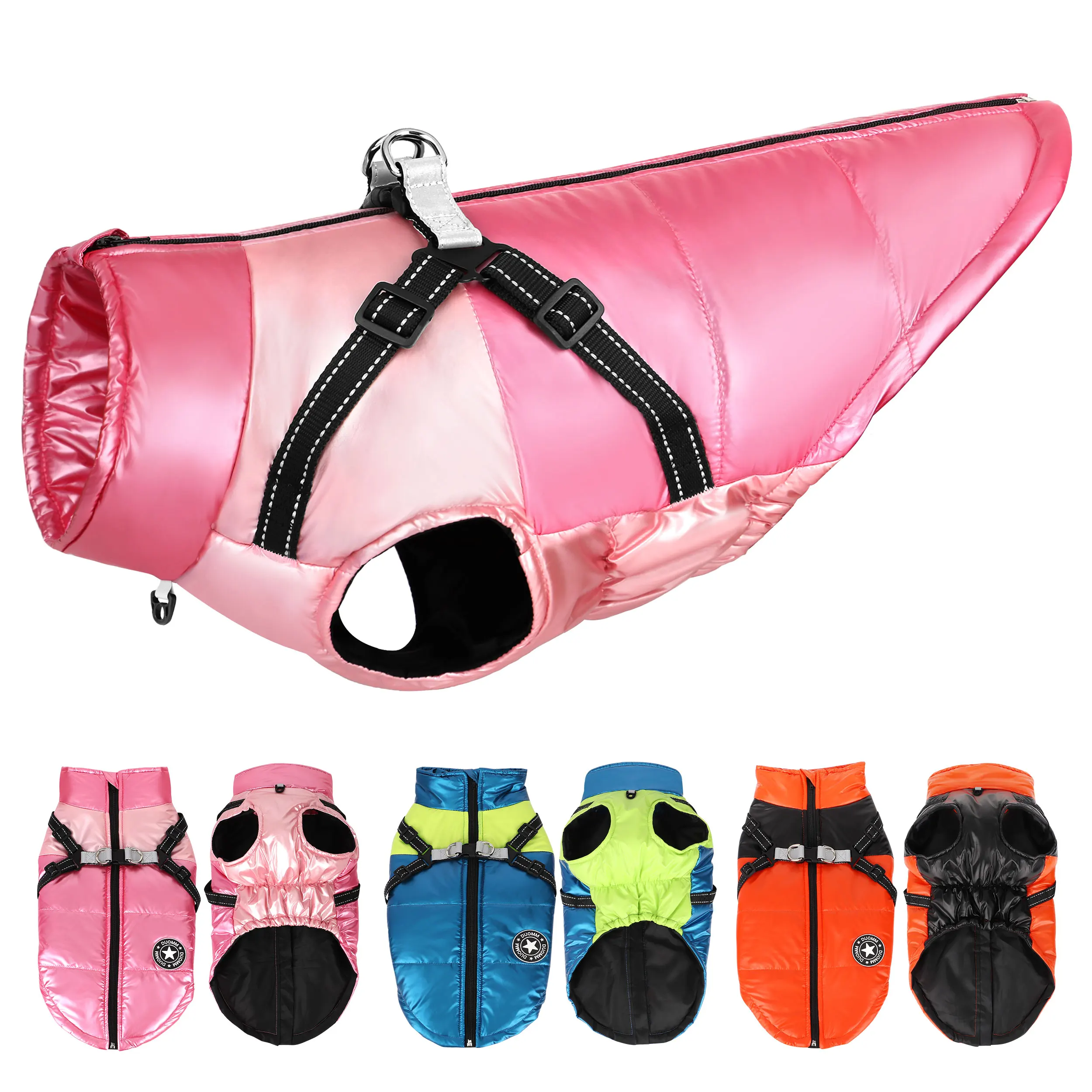 Winter Dog Jacket Clothes With Harness Waterproof Reflective Pet Coat Outfits for Small Medium Large Dogs French Bulldog Yorkie