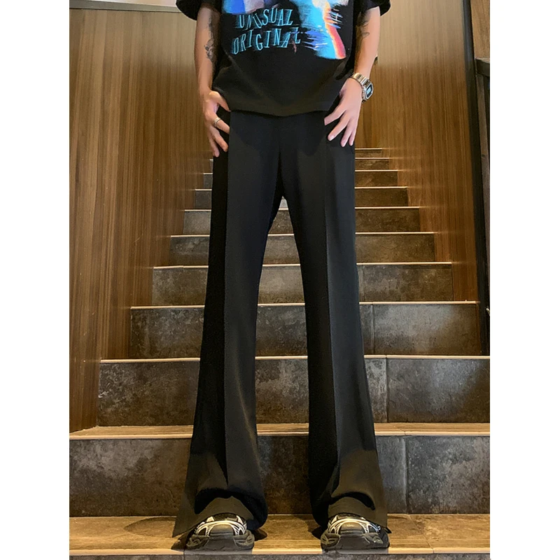 Brown Black Baggy Suit Pants Men Fashion Social Mens Dress Pants Korean Loose Straight Flared Pants Mens Office Formal Trousers