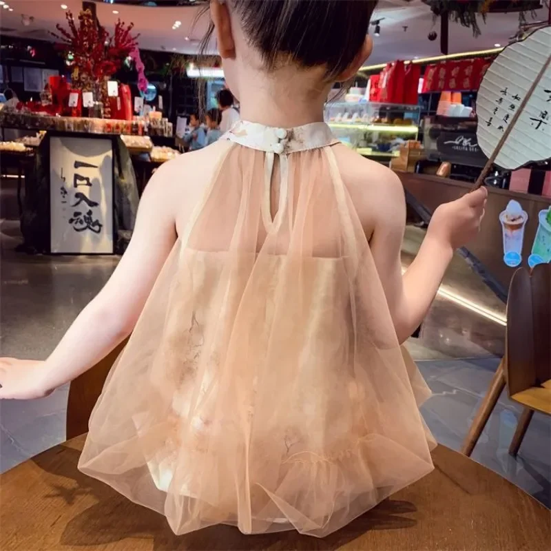 فستان شيونغسام صيفي للفتيات برقبة معلقة سترة شبكية لزي 2026 فستان أطفال جديد ملابس كورية تقليدية #4