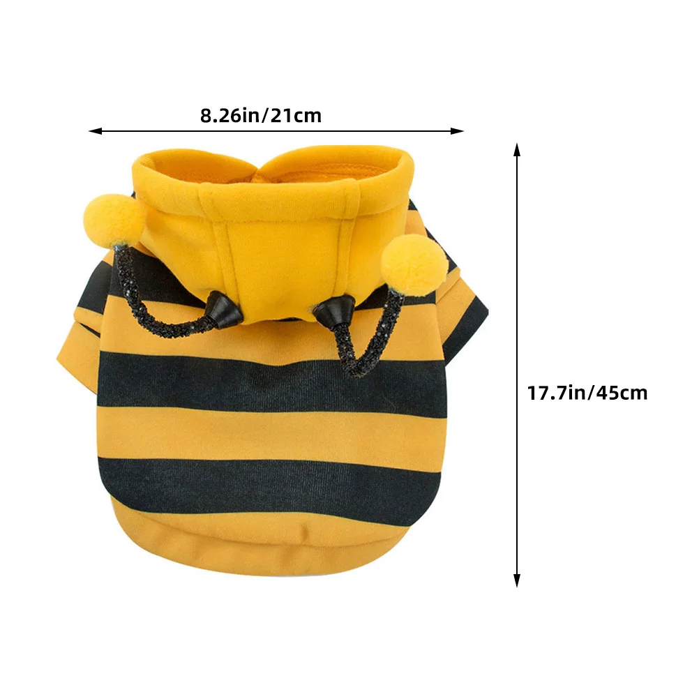 

Hooded Pet Fleece Dog Jackets Bee Costumes Dog Clothes Small Outfit Warmth Cat Garment Pet Cosplay Fall Winter