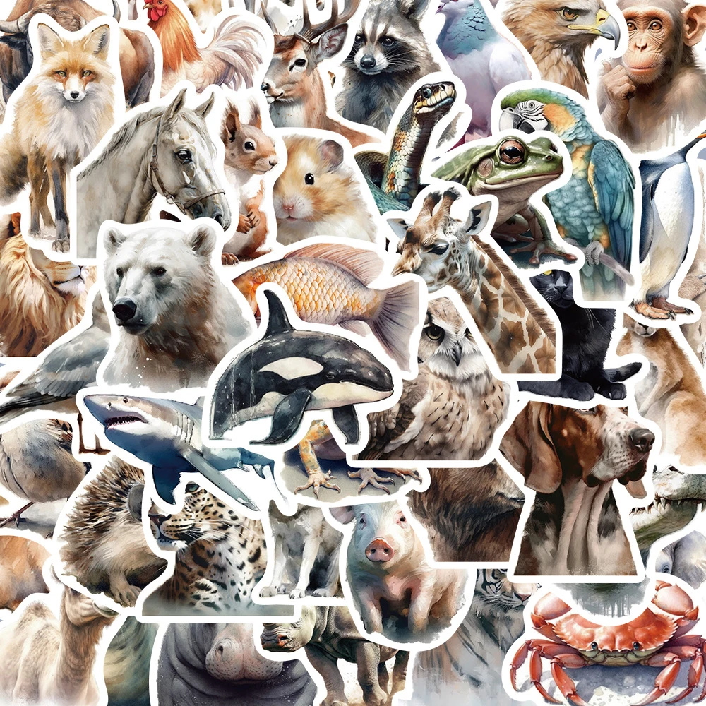 10/30/50 Stück Realistische Zoo-Wildtier-Aufkleber Niedliche Cartoon-Kaninchen-Hunde-Affen-Sticker Schreibwaren Notizbuch Handy-Aufkleber Spielzeug Geschenk