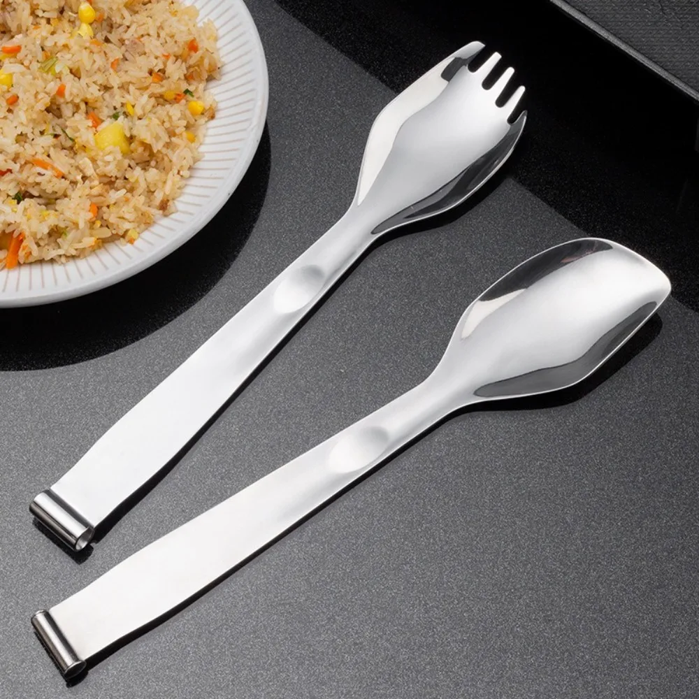 

Посуда для кемпинга, съемные щипцы для еды из нержавеющей стали, нескользящие портативные щипцы для многофункциональных инструментов, прочная ложка для салата