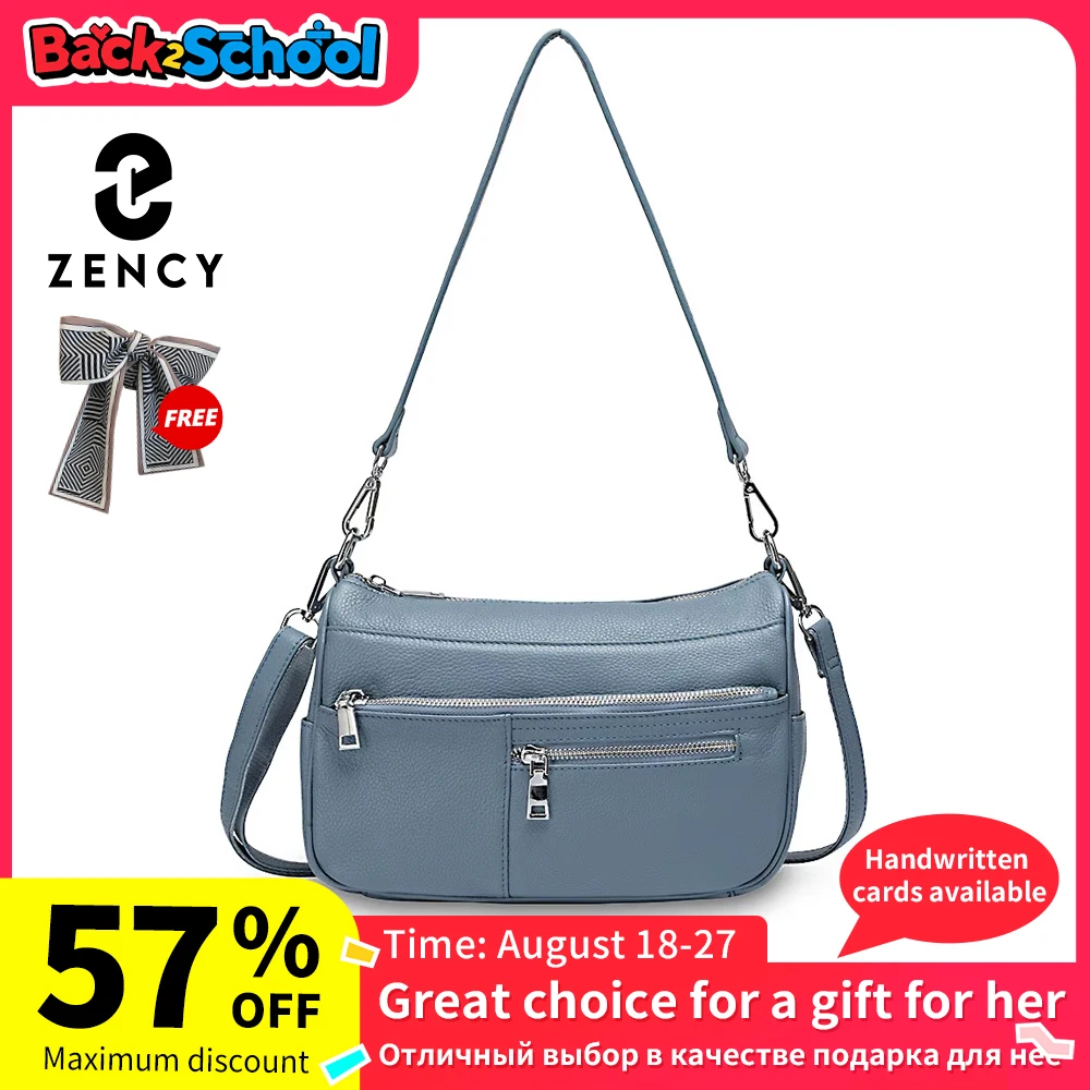 

Zency Noble Temperament Women Shoulder Bag 100% Genuine Leather Winter Linen Blue Fashion Crossbody Purse Beige Hobos Handbag