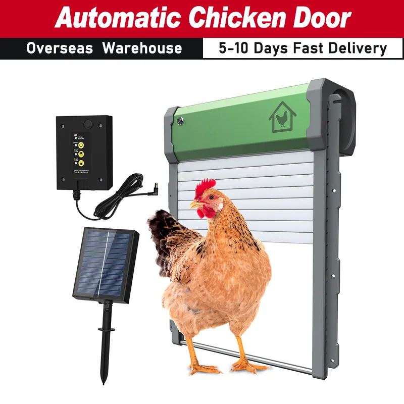 Automatic Chicken Coop Door Solar Powered Chicken Door with Timer / Light Sensor / Remote Control 4 Modes Automatic Chicken Door