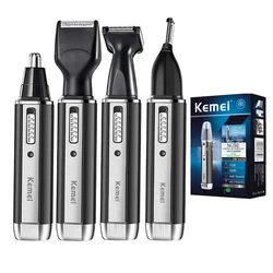 Kemei-recortador de pelo eléctrico todo en uno recargable para hombres, kit de aseo, recortador de barba, recortador de cejas faciales, afeitadora de nariz y oreja