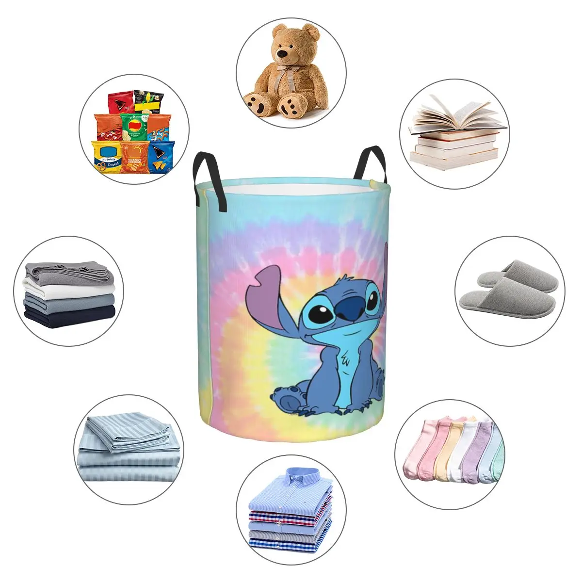 Colorfull Stitch Kid Toy Baskets Bins Kawaii Organizer Storage Bin For Playroom