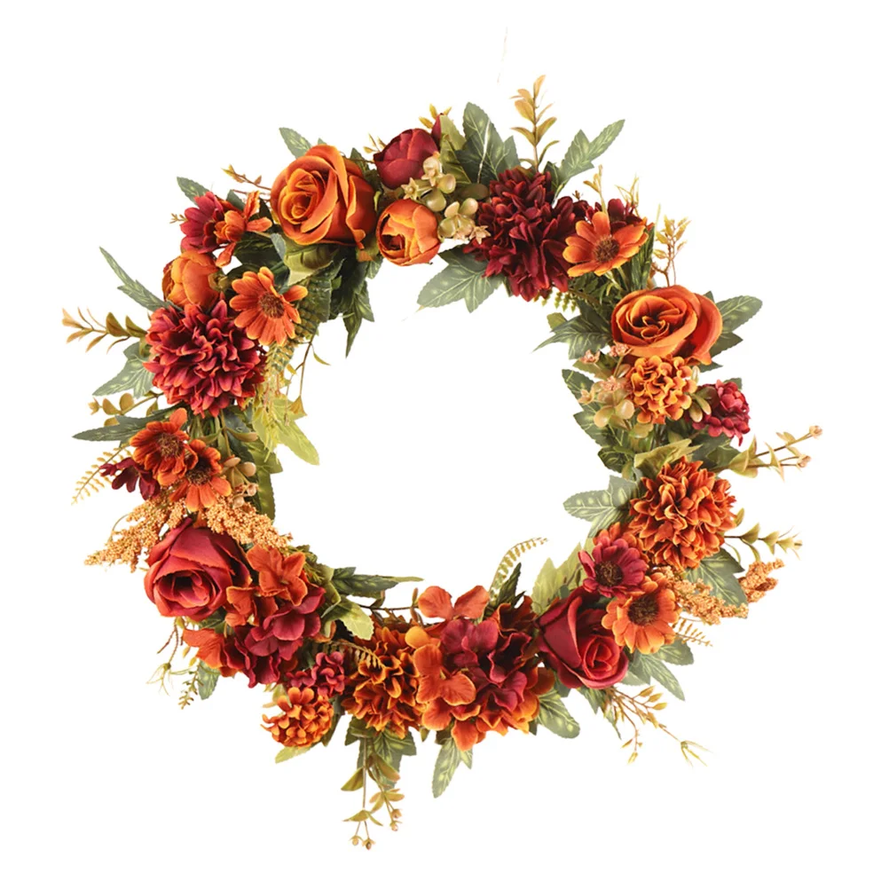 

1Pcs Artificial Rose Garland Simulated Wreath Decorative Flower Pendant Hanging for Door Wall Ceiling Home Shop Decor