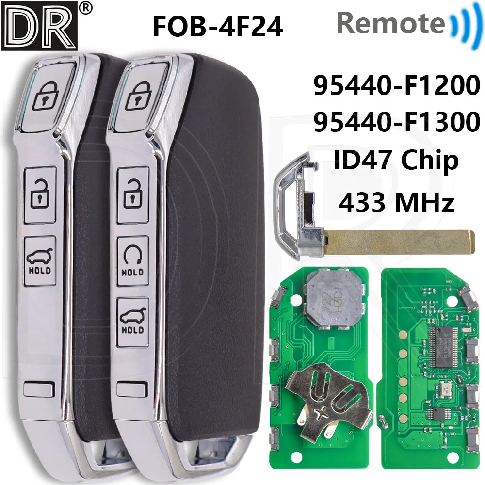 

Отличный чип ID47 433 МГц 95440-F1200 95440-F1300 FCCID: FOB-4F24 Proxomity автомобильный ключ дистанционного управления для Kia Sportage 2019 2020 2021
