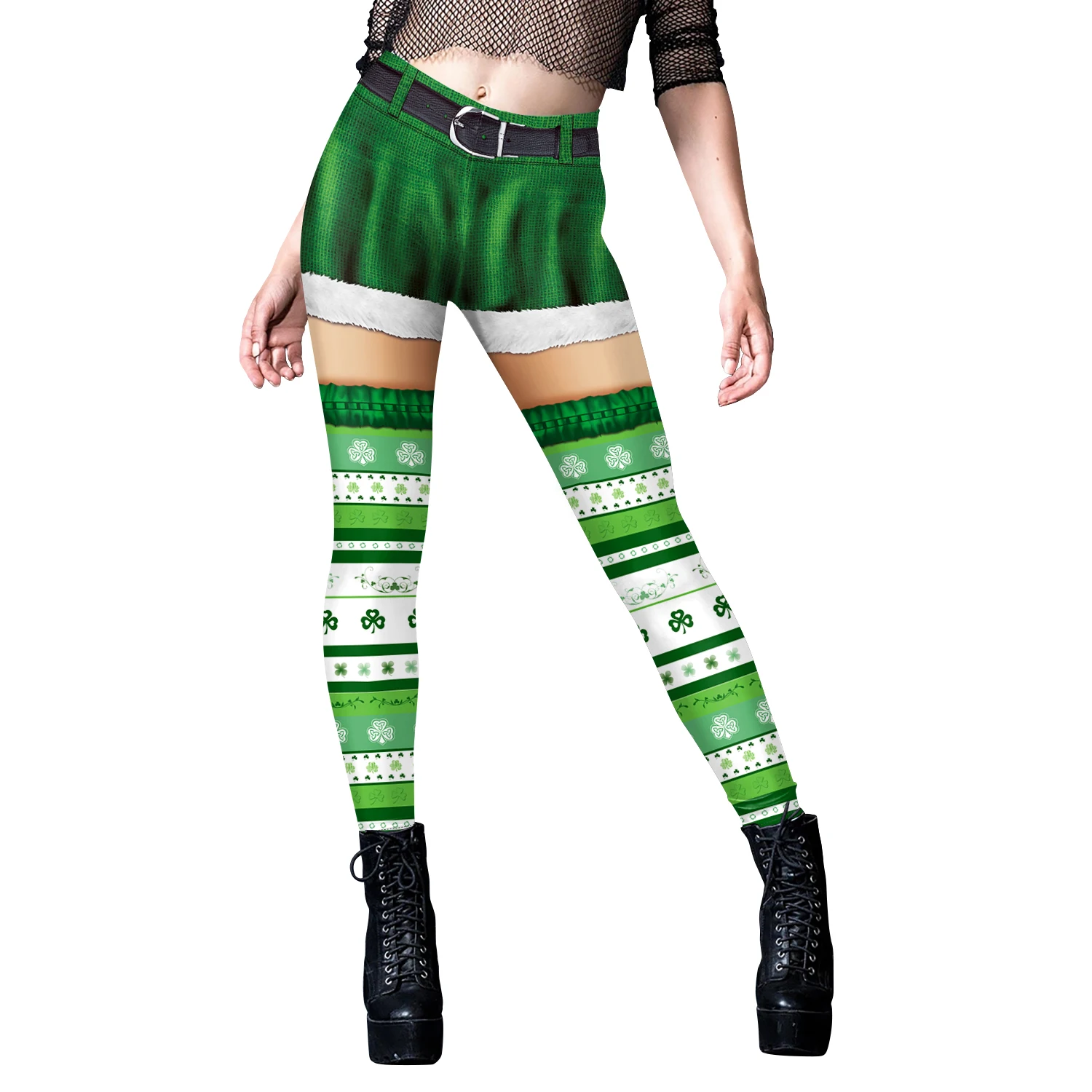 Nadanbao Frau Leggings Irish Clover gestreifte dehnbare schlanke Leggings elastische Fitness hose St Patrick's Day Leggin