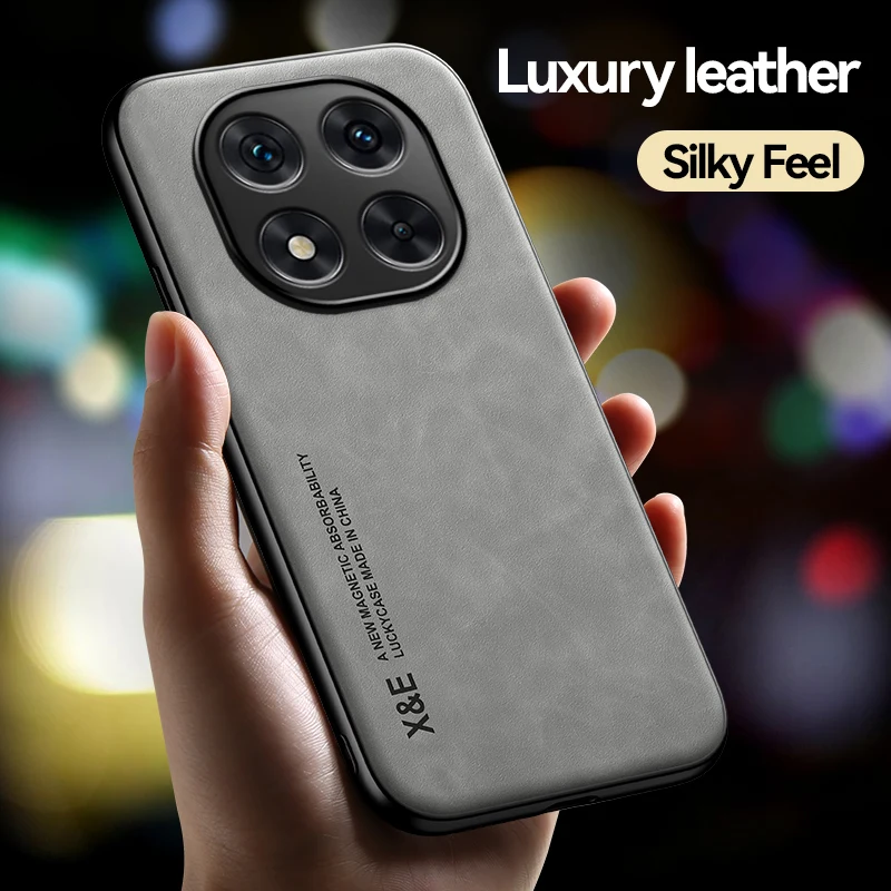 Luxury Leather Case for Xiaomi Redmi Note 14 13 Pro 5G Magnetic Car Holder Phone Shell for Note 13 Pro+ Cover POCO X6 X7 Fundas