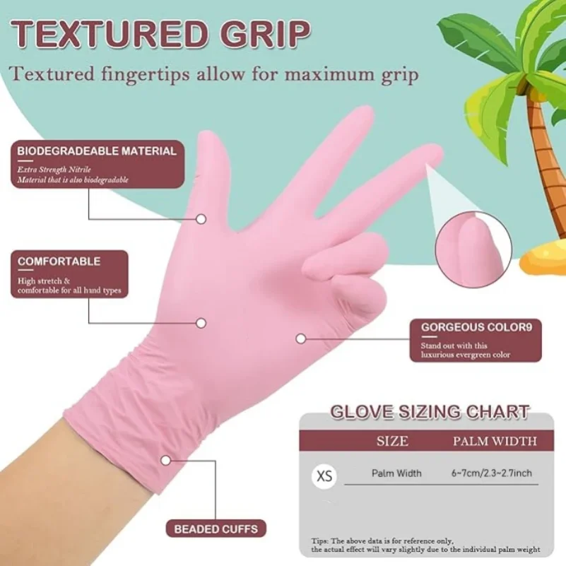 Kids Nitrile Disposable Gloves for 6-15 Years Children Latex Free Cleaning Gloves for Kids Crafting Painting Gardening Playing