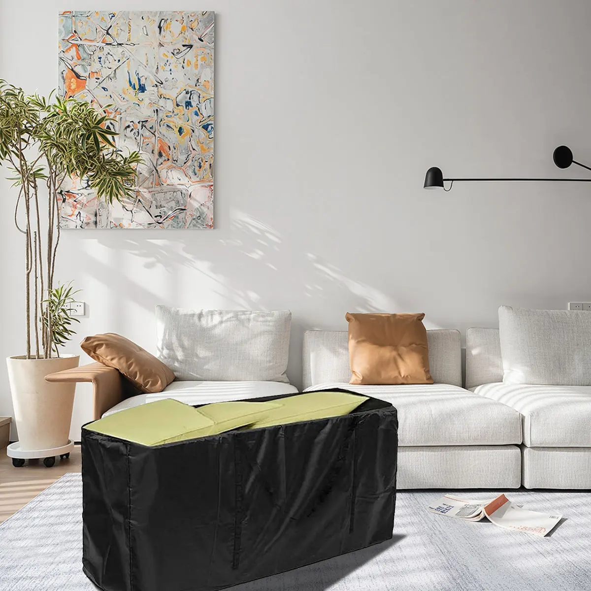 

1Pcs Furniture Storage Bag with Handle Dustproof Waterproof Oxford Fabric Bag for Outdoor Cushion General Storage Needs