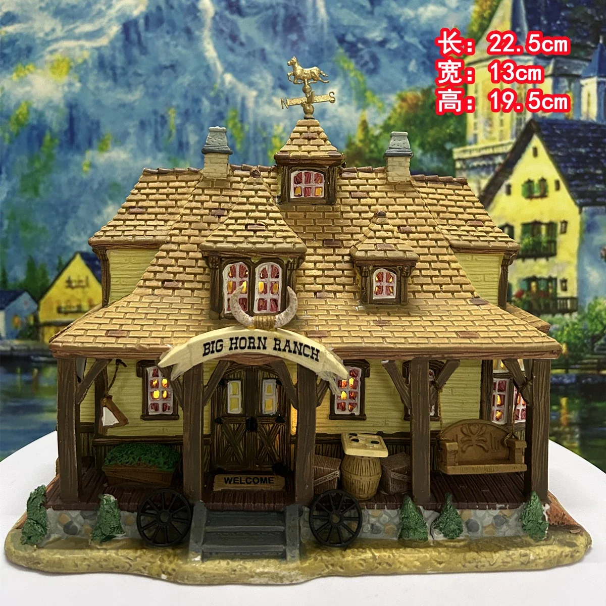 Home Decor Lemax Creative European Building Figurine House Model Figurine with Lamp Home Furnishing Living Room Ornaments Gifts