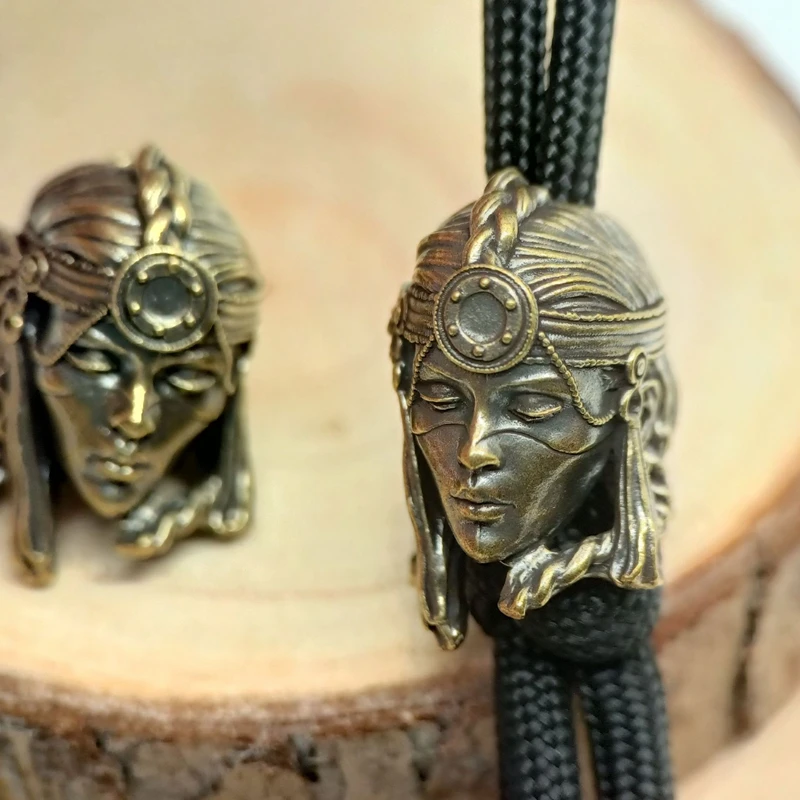 Tribe Female Warrior Brass Knife Bead EDC DIY Paracord Woven Bracelets Lanyard Pendants Accessories Outdoor Tool Hangings Charms