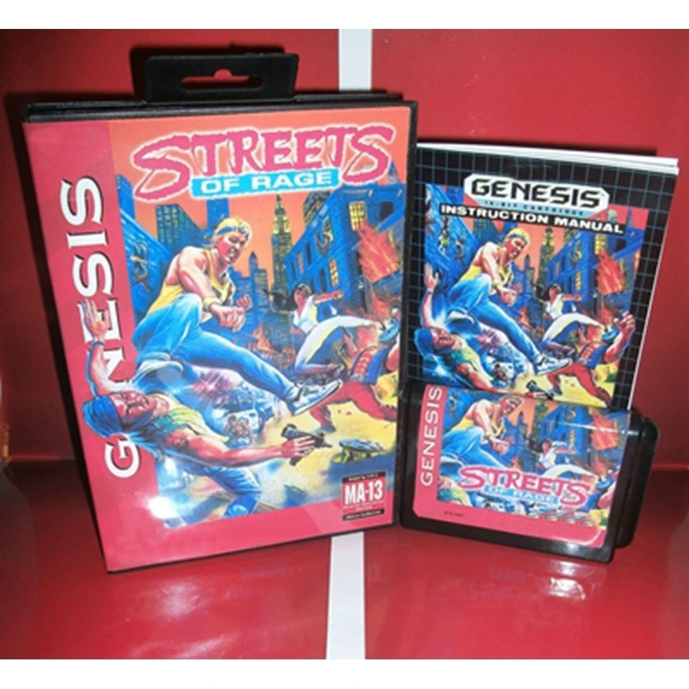 Carte de jeu MD avec boîte de vente au détail et livre manuel, Streets of Rage, Sega Mega Drive, Genesis, 16 bits, offre spéciale, nouveauté