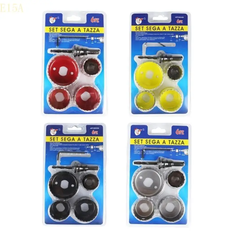

E15A Hole Drilling Tool M-42 Hole Cutter for Wood /Plastic / Aluminum / Gypsum Board 32mm 38mm 44mm 54mm 6PCS/Set
