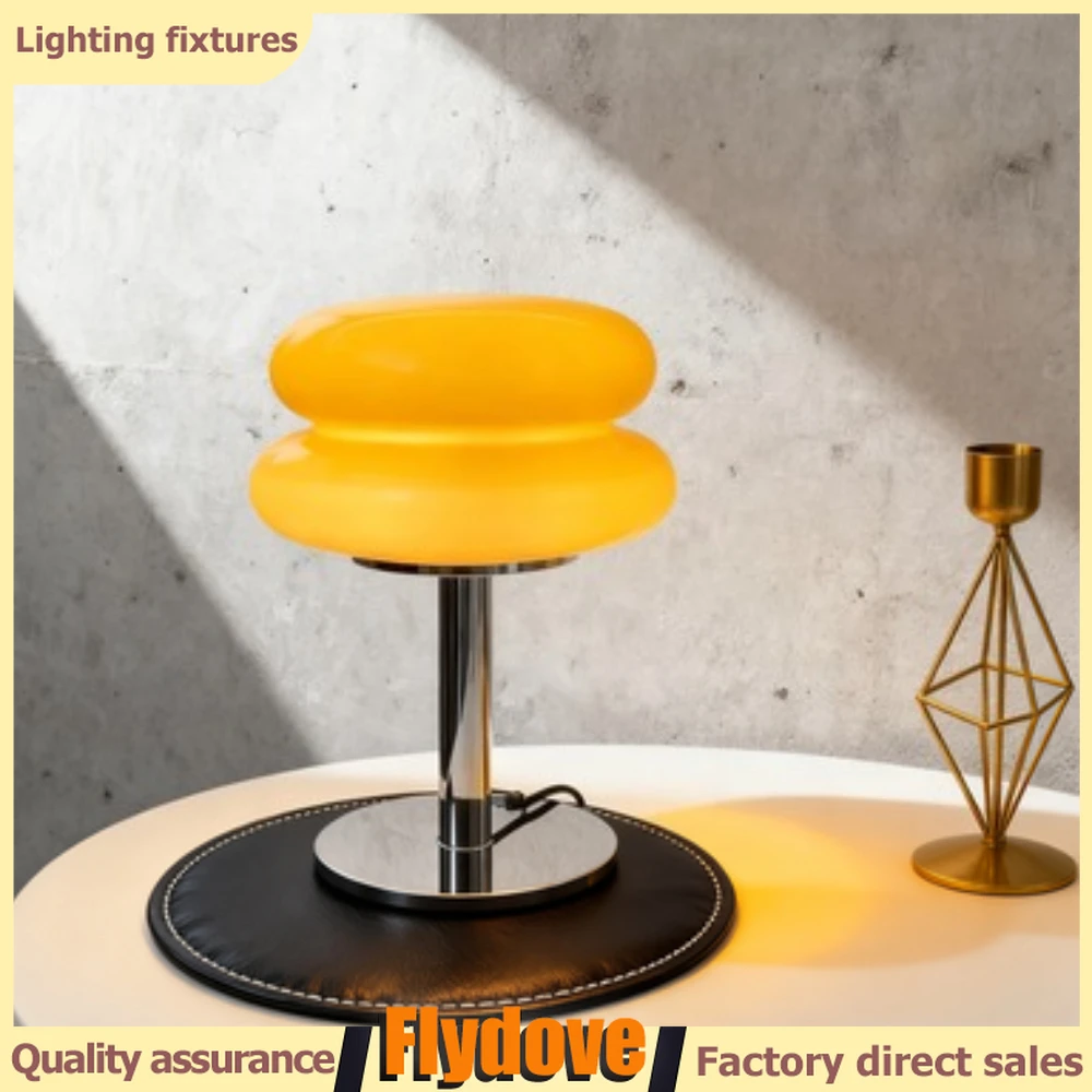 

Double Layered Egg Tart Girl Ins Desk Lamp American Retro Bauhaus High-end Living Room Bedside Atmosphere LED Vintage Lamp