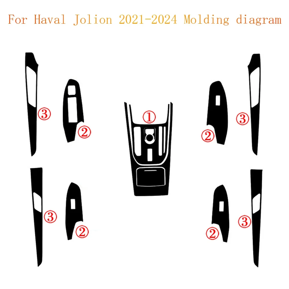 For Haval Jolion 2021-2024 Interior Central Control Panel Door Handle 3D/5D Carbon Fiber Stickers Decals Car styling Accessorie