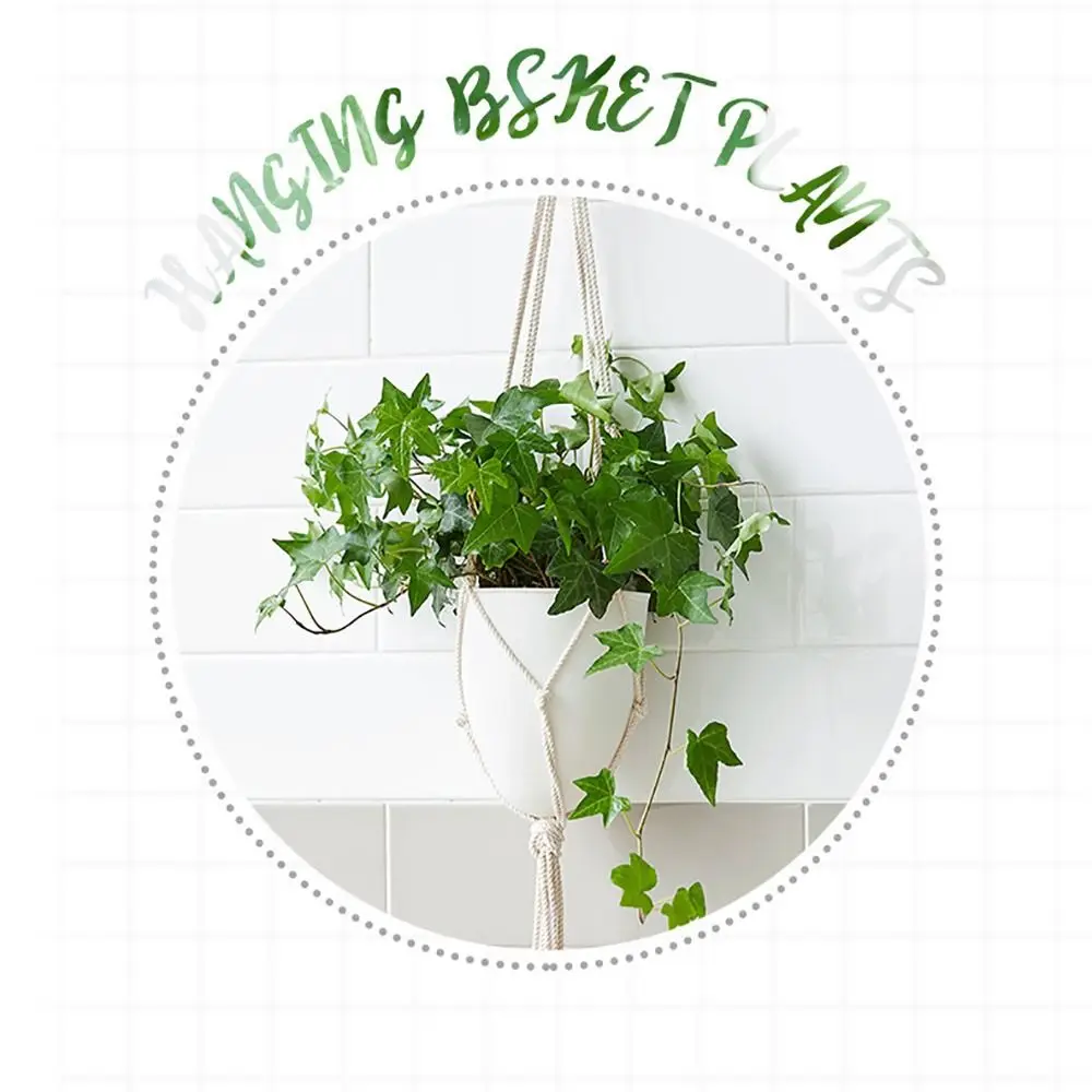 White Self Watering Plant Pot Eggshell Shape Water Storage Plant Container Cotton Rope Net Self Watering Planter Home Decoration