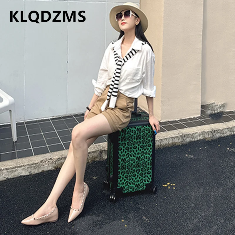 KLQDZMS High Quality Suitcase PVC Boarding Box Women's Trolley Case Family Travel Essentials 20