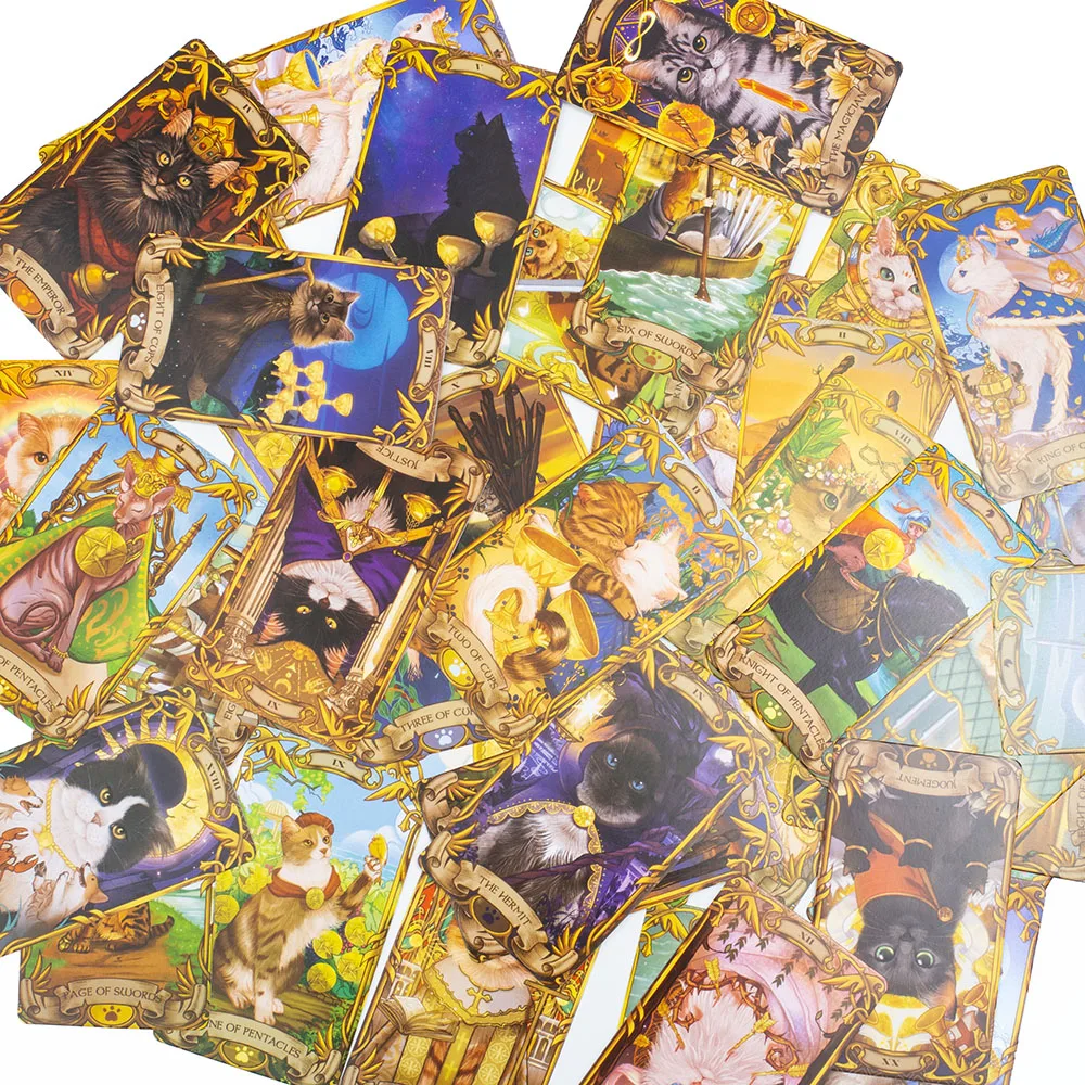 10.3*6Cm Nine Lives Cat Tarot Card Deck For Feline Fortune Telling And Guidance