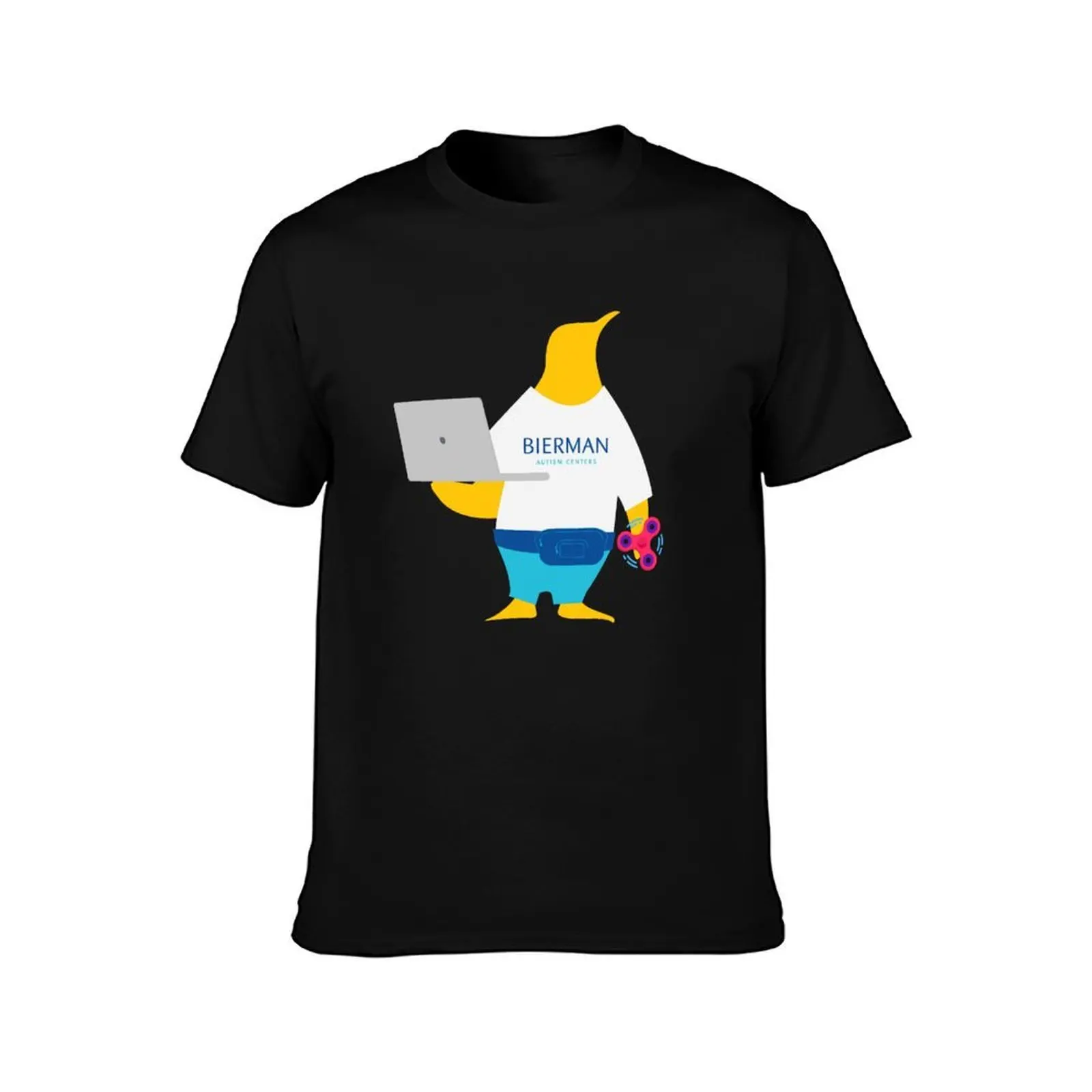 Behavior Technician Penguin with Laptop T-Shirt, Summer Casual Cotton Tee, Oversized Streetwear Tops, Vintage Graphic Print