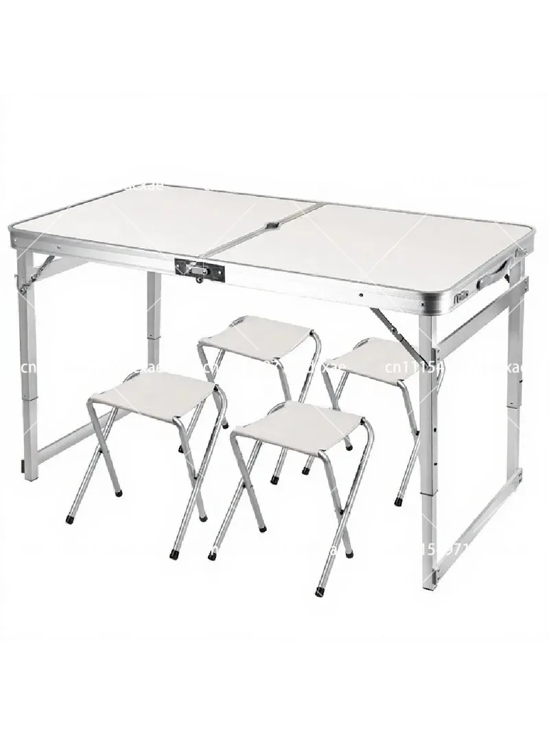 Portable Folding Table Set, Aluminum Alloy Outdoor Desk for Camping Picnic, Market Booth, Exhibition