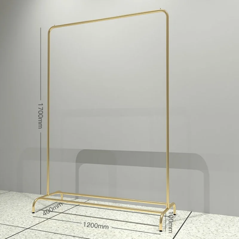 Custom, metal gold clothes hanging rail retail clothing store stainless steel garment display stand rack