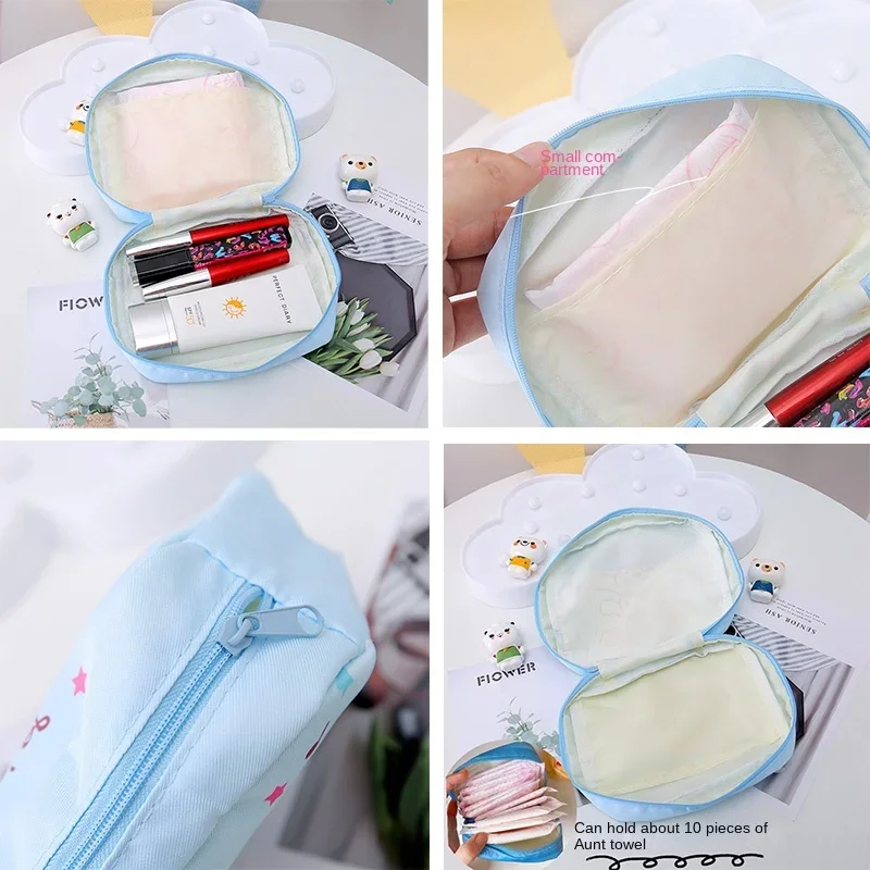 Snoopy-Bolsa de almacenamiento de tampones para mujer, bolsa de cosméticos, servilleta, portátil, Mini Cables de datos, Banco de energía USB, organizador, regalo