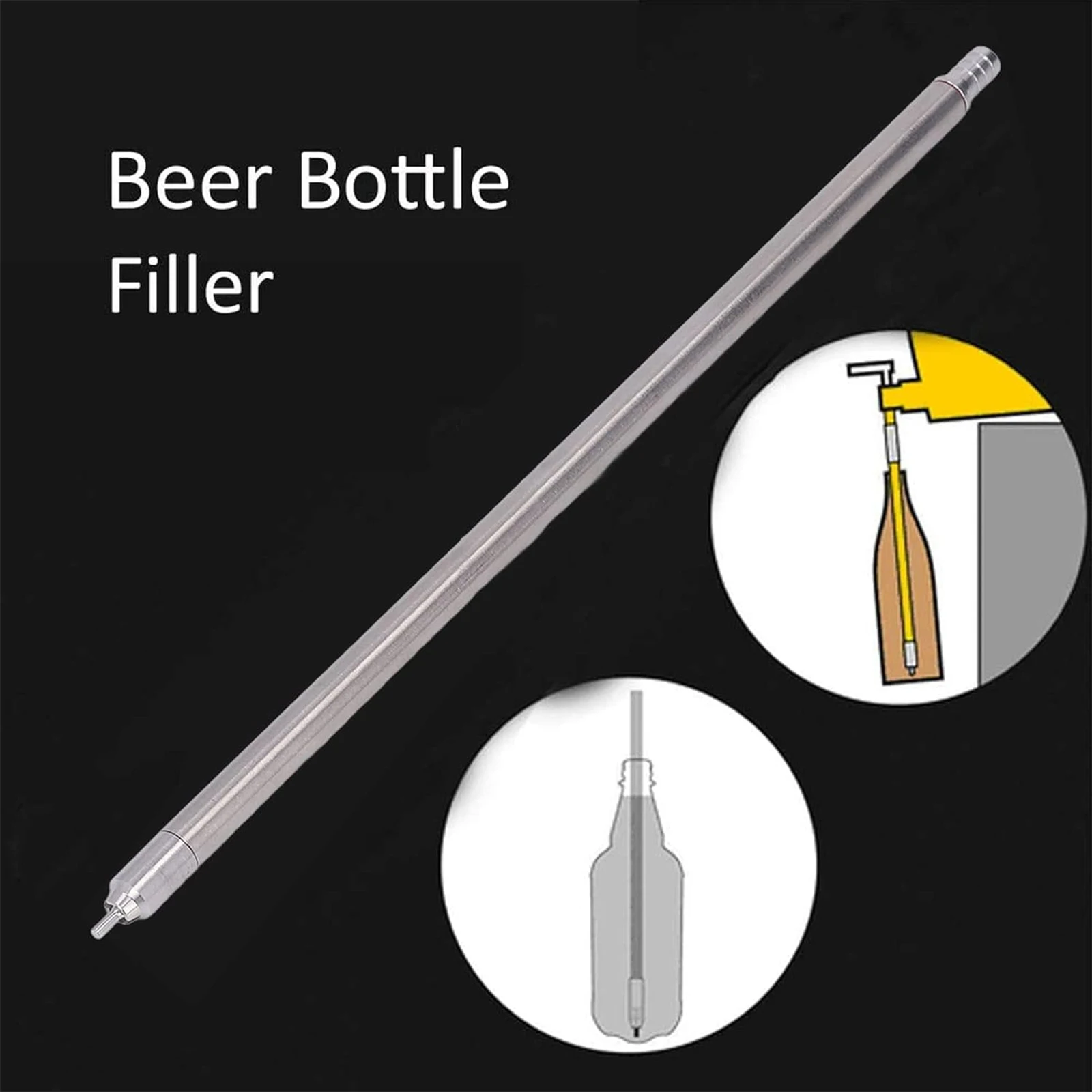 304SS حشو زجاجة البيرة المحملة بنابض مع فرشاة تنظيف النايلون بطول 13.7 بوصة (35 سم) تعبئة تخمير المنزل