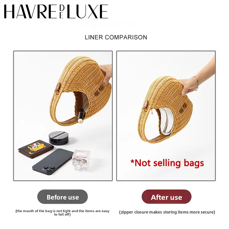 Woven bag organizer insert For women bag canvas material bag support storage inner modification bag accessories