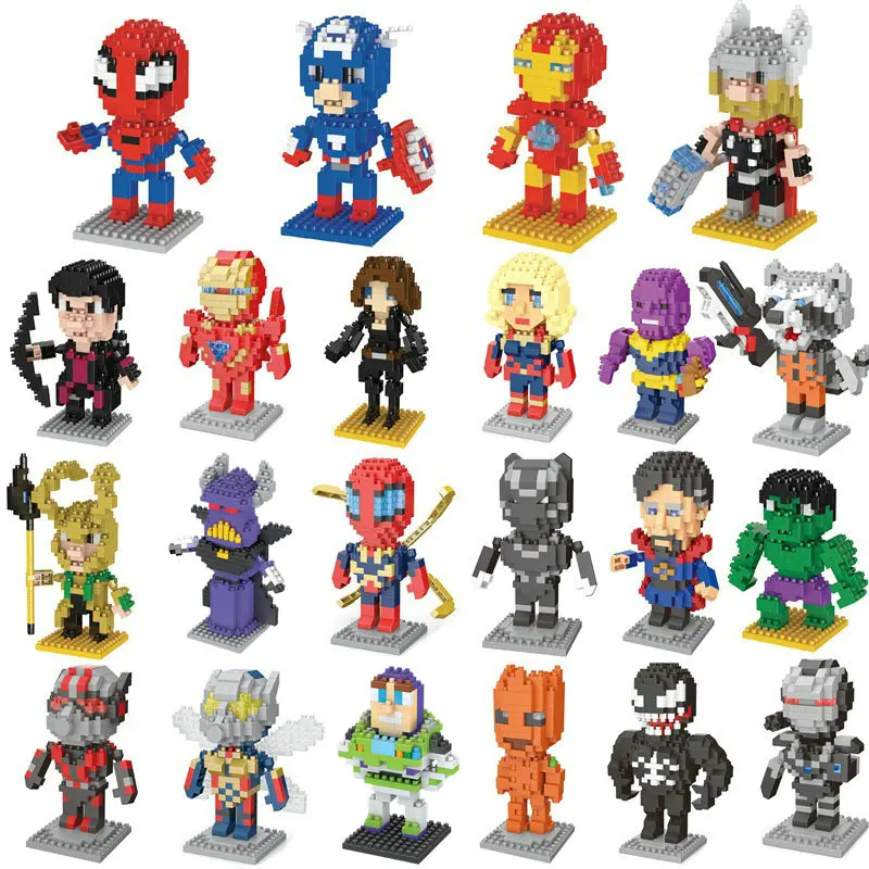 

Hero Cartoon Micro Particle Building Blocks Iron Captain Anime figure Children Assembly Brick Toy Boy Kid Gift Cute And Pretty