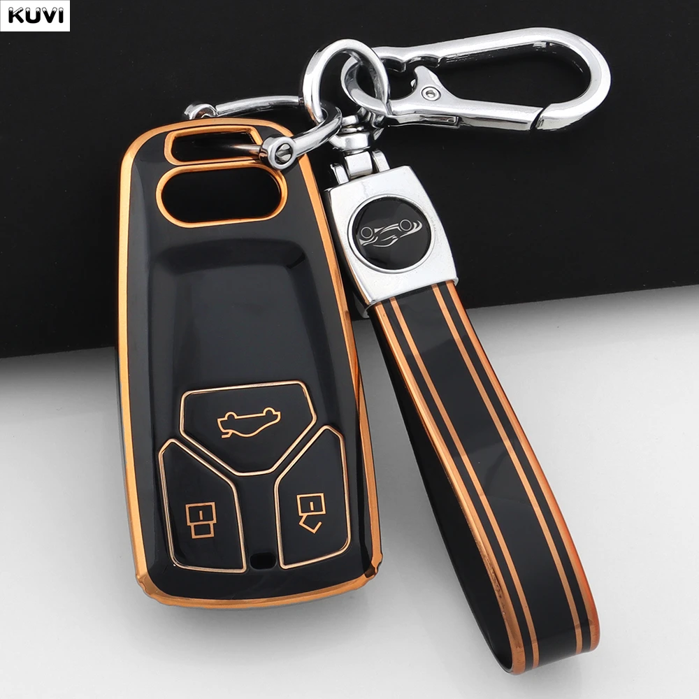 Für Audi A4 B9 A5 A6 8S 8W Q5 Q7 4M S4 S5 S7 TT TTS TFSI RS Modische TPU Auto-Smartkey-Hülle, Geschützter Schlüsselanhänger, Schlüsselgehäuse