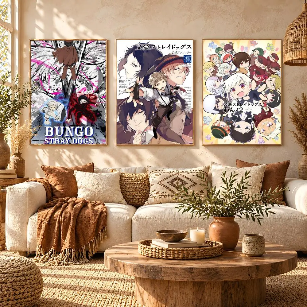 Anime Bungo Stray Dogs Poster Poster HD Printing Boho Aesthetic Style Wall Art Home Decor For Living Room Bedroom Gift