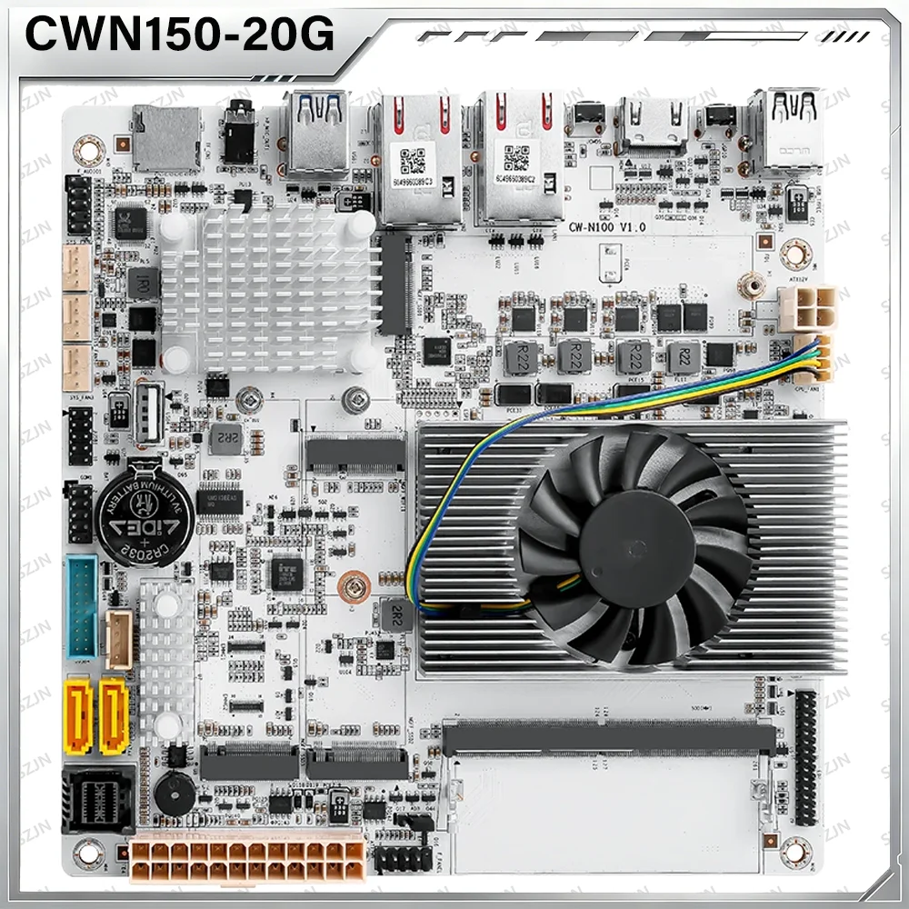 

N150-20G NAS Server Motherboard With Dual 10G X550-AT2 RJ45 LAN DDR5 3 M.2 NVMe 6 SATA3 TF eMMC For NAS Firewall Router