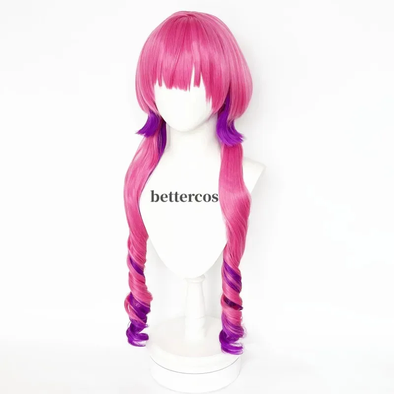 Zz04zz12Anime Miss Kobayashi's Dragon Maid Ilulu Cosplay pelucas de pelo sintético largo mezclado rosa resistente al calor + gorro de peluca