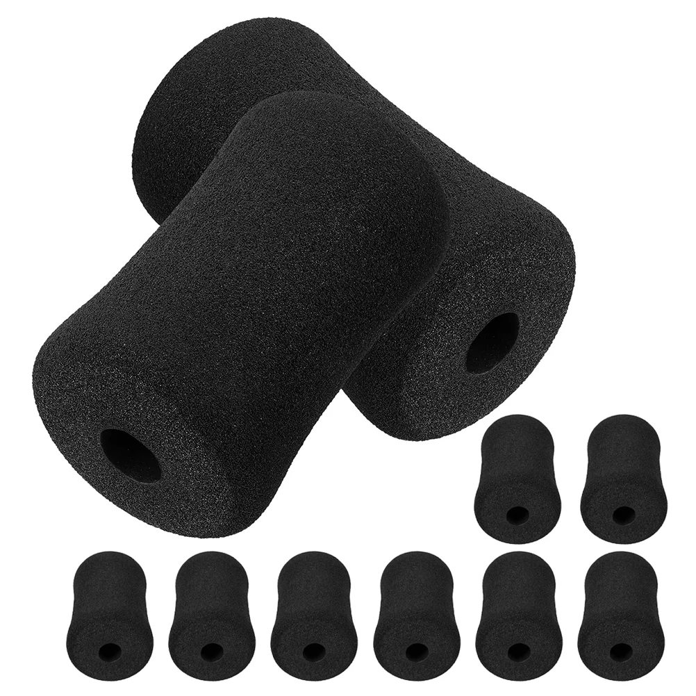 10 Pcs Barbell Pad Sit-up Board Foam Rollers Pads for Exercise Home Gym Replacement Parts Curl Black Sponge Collapsible Fitness