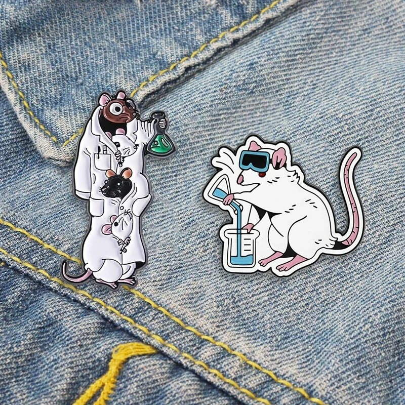 

Lab Rat Chemistry Scientist Enamel Pin Set Cartoon Lab Mouse Beaker Test Brooch Lapel Badge for Backpack Hat Gift for Friends