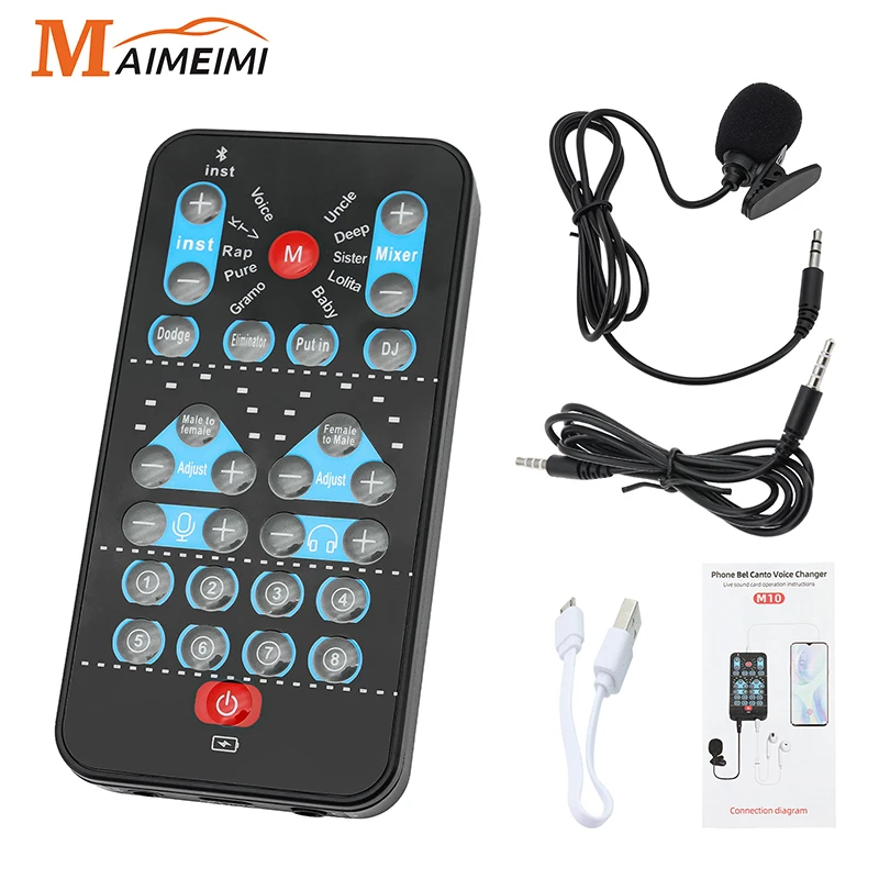 M10 Voice Changer Device Karaoke Function Male Female Voice Switch Universal Portable Sound Changer Card Fine Tuning for Live