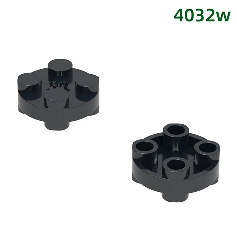MOC 10PCS DIY High-Tech 4032W Plate Round 2x2 Double-Sided Building Blocks Kit With Axle Hole Convex Plate Bricks Toys Gifts