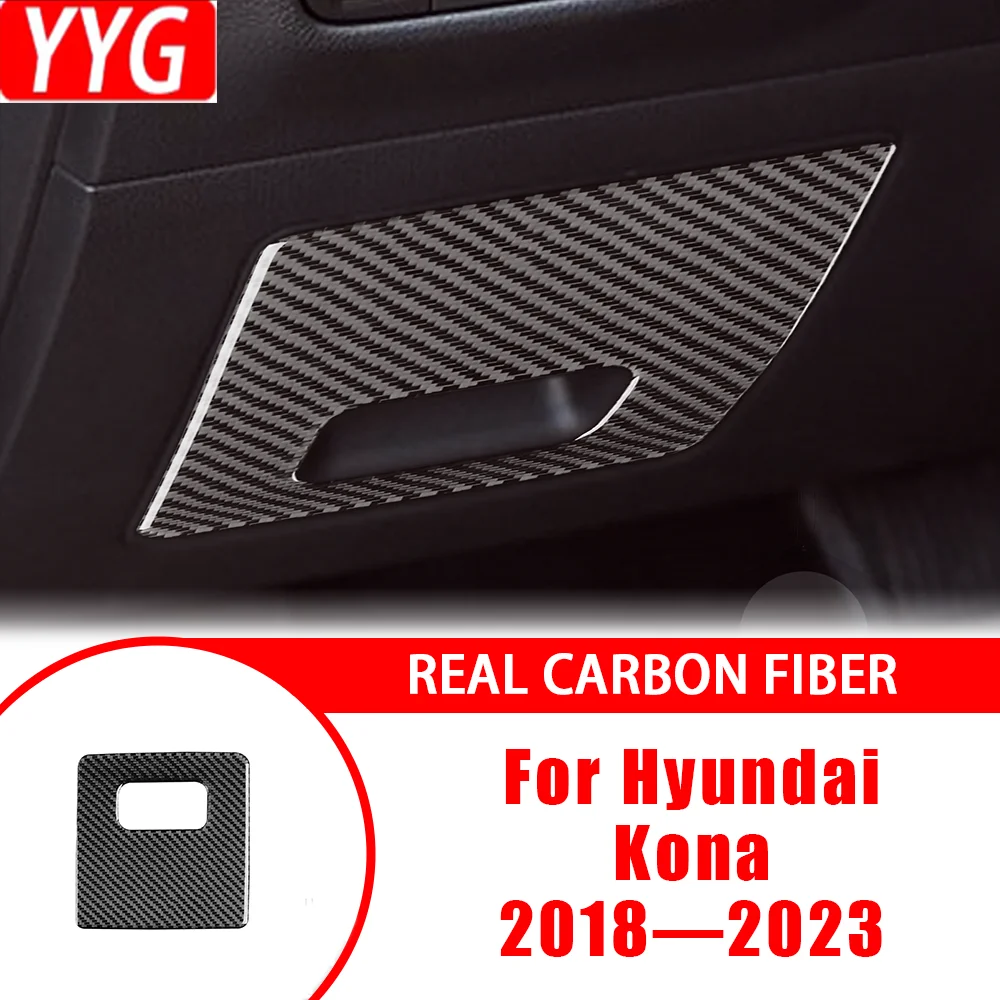 

For Hyundai Kona 2018—2023 Car Accessories Carbon Fiber Interior Deiver's Side Storage Box Panel Cover Trim Sticker Modification