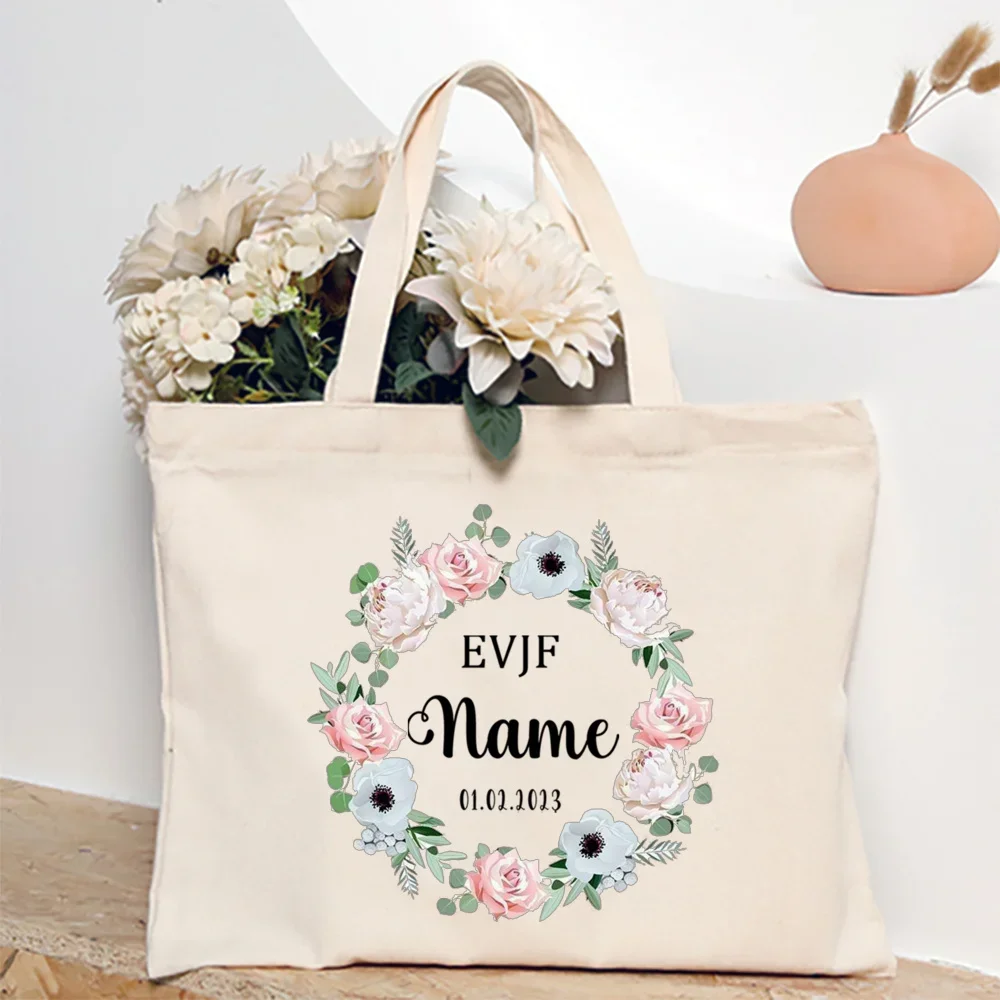 

Personalized EVJF Bridesmaid Tote Bags Custom Name Maid of Honor Shoulder Bag Bridal Bachelorette Party Handbag Wedding Gifts