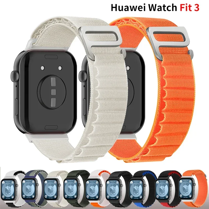 Sportowy pasek nylonowy do zegarka Huawei Fit 3, pasek z pętlą alpejską, bransoletka Huawei Watch Fit3 Correa, akcesoria zamienne