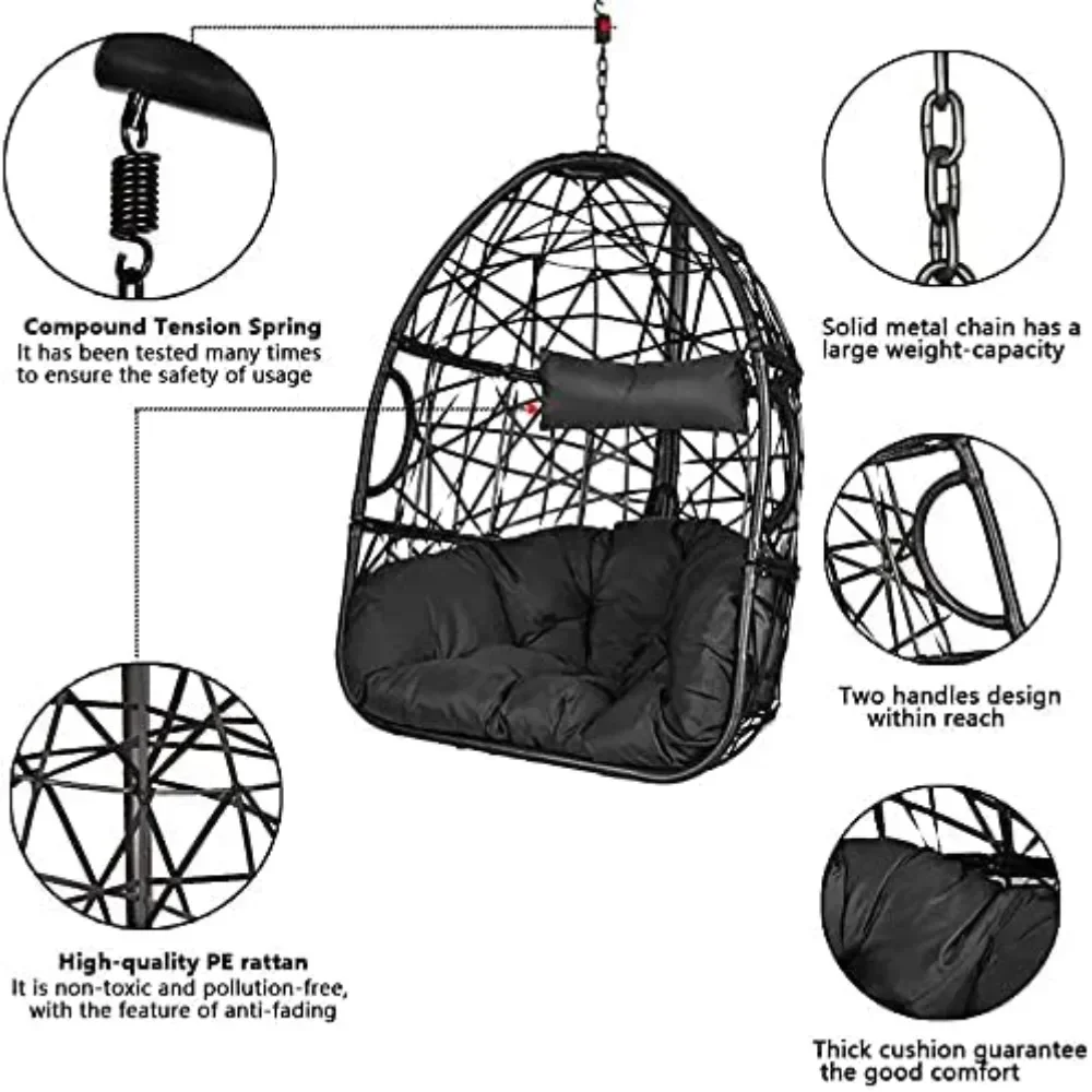 for Egg Chair with Stand Hammock Chairs with Stand Included Indoor Outdoor Hanging Egg Chairs with Cushions Swinging Chair