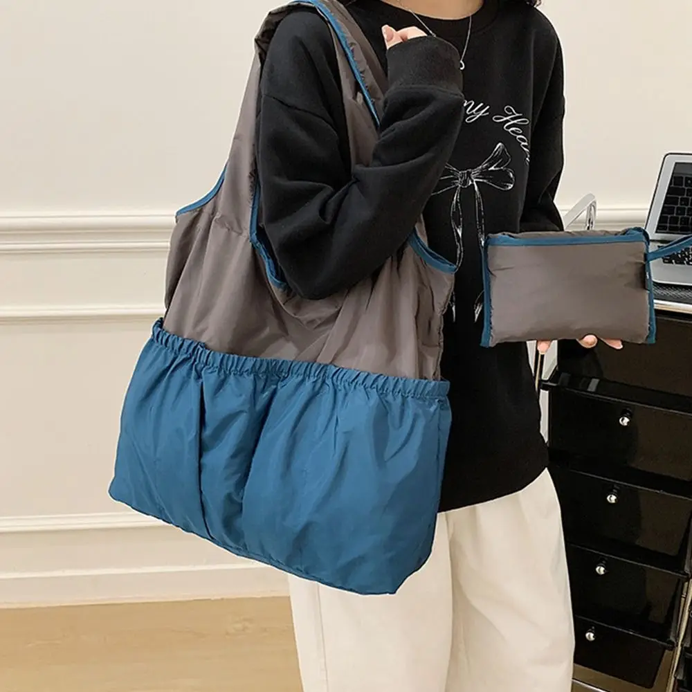 

Reusable Multicolor Shoulder Bag Hand Carry Multi-porpose Handbag Polyester Zipper Shopping Bag Commutting