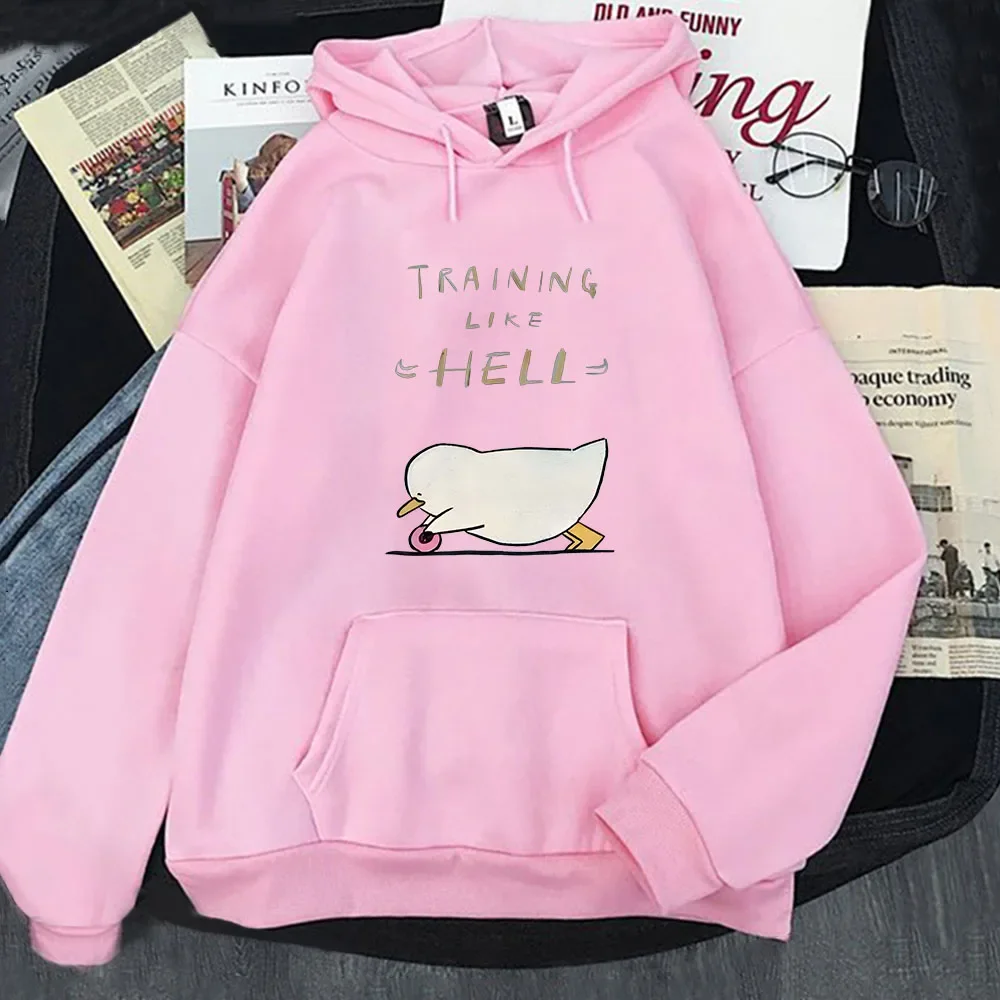 Duck Like Hell Print Hoodie Cartoon Anime I'm Sick of Everything Sweatshirt Damen Pullover Winter Herren Kleidung Langarm Top