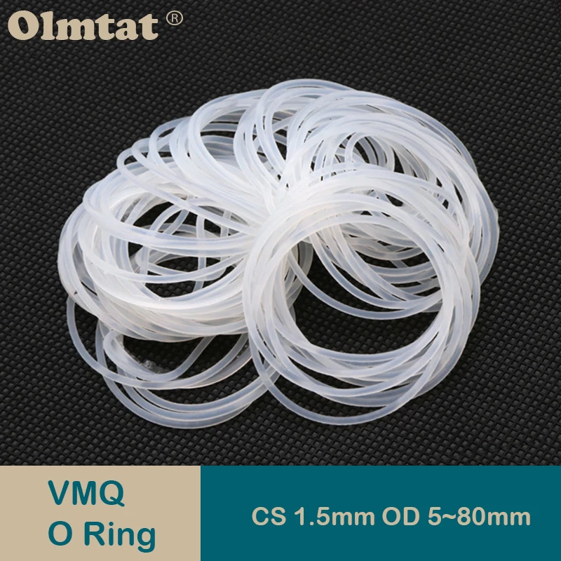 

10/50Pcs White Food Grade Silicone O Ring Gasket CS 1.5mm OD 5 ~ 80mm Waterproof Washer Round O Shape VMQ O Ring Silicone Ring