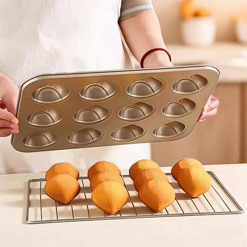 Butter Rice Cake Mold 6/9/12 Cavity Non-Stick Baking Tray High Carbon Steel Material Easy Demoulding Ideal for Chestnut Cake