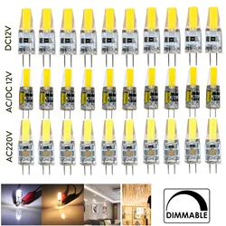 Wholesale 10X Dimmable COB Mini G4 LED Light Bulbs AD DC 12V 220V 6W Ampoule Replace 40W Halogen Candle Chandelier Lamp Decor