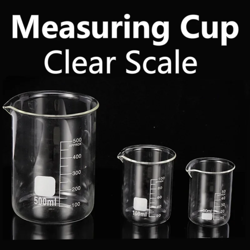

50/1000ML 2PCS Glass Measuring Cup Durable Clear Scale Jugs Heat-resisting Laboratory Beaker Kitchen Baking Liquid Container